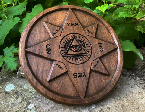 PENDULUM DIVINATION BOARD - Carved in Solid Walnut