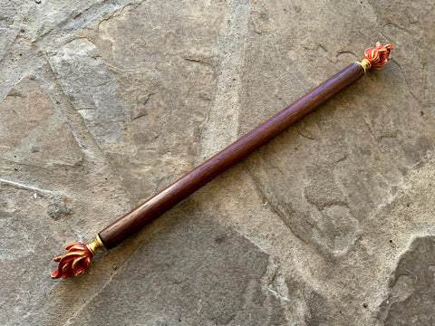 CEREMONIAL FIRE WAND (Oak and Brass w/ Magnetised Steel Core)