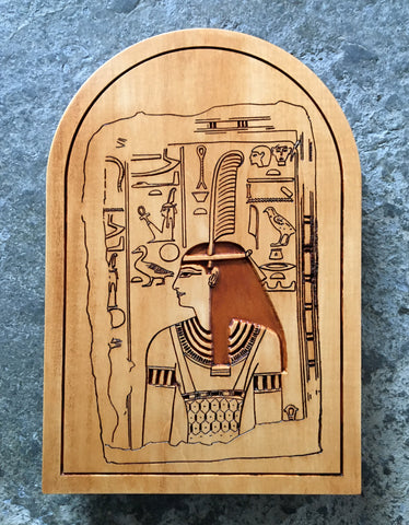 MAAT ALTAR STELE - Carved & Hand Painted Altar Stele / Tablet (Egyptian Goddess Ma'at)