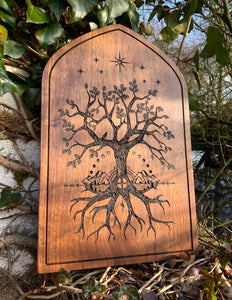 THE CROSSROADS Altar Stele - Carved in Solid Walnut (Hanging Altar Tablet)