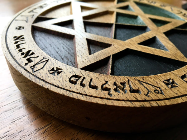 THE GOLDEN DAWN EARTH PENTACLE - Carved in Solid Oak (Various Options)
