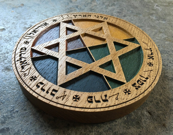 THE GOLDEN DAWN EARTH PENTACLE - Carved in Solid Oak (Various Options)