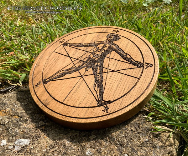 THE AGRIPPA PENTACLE - Earth Pentacle Carved in Solid Oak (Cornelius Agrippa)