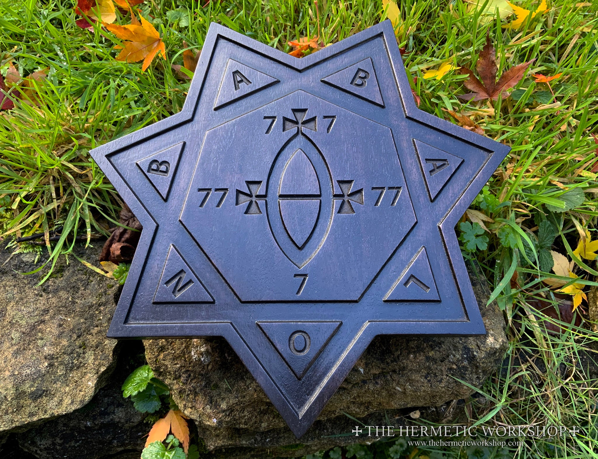 THE SEAL OF BABALON - Thelemic Altar Carving in Ebonised Black Walnut