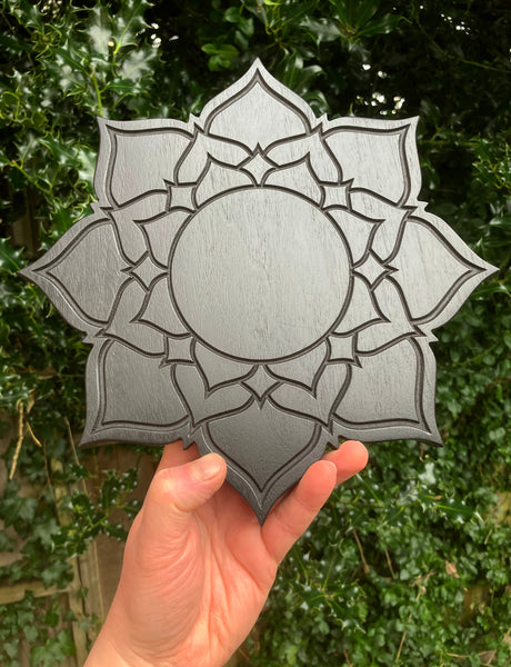 THE BLACK LOTUS - carved Tantric altar piece in solid walnut. Tantra Puja Buddhist Hindu Tantra