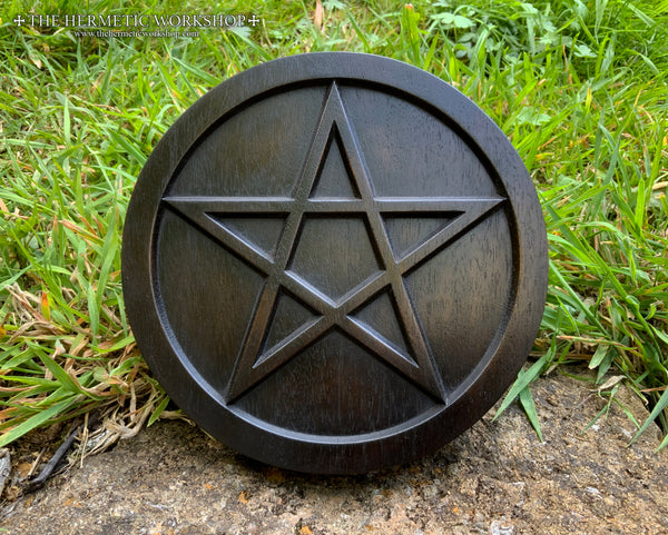 THE BLACK PENTAGRAM - Altar Pentacle carved in Solid Walnut