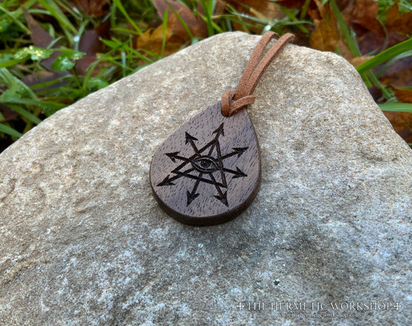 CHAOS ILLUMINATION // Carved Wooden Talismanic Pendant
