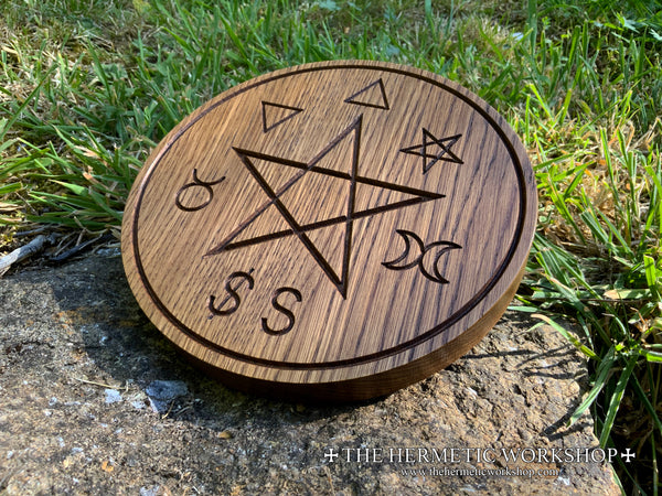 GARDNERIAN WICCA PENTACLE - Witchcraft Altar Pentacle Carved in Solid Oak