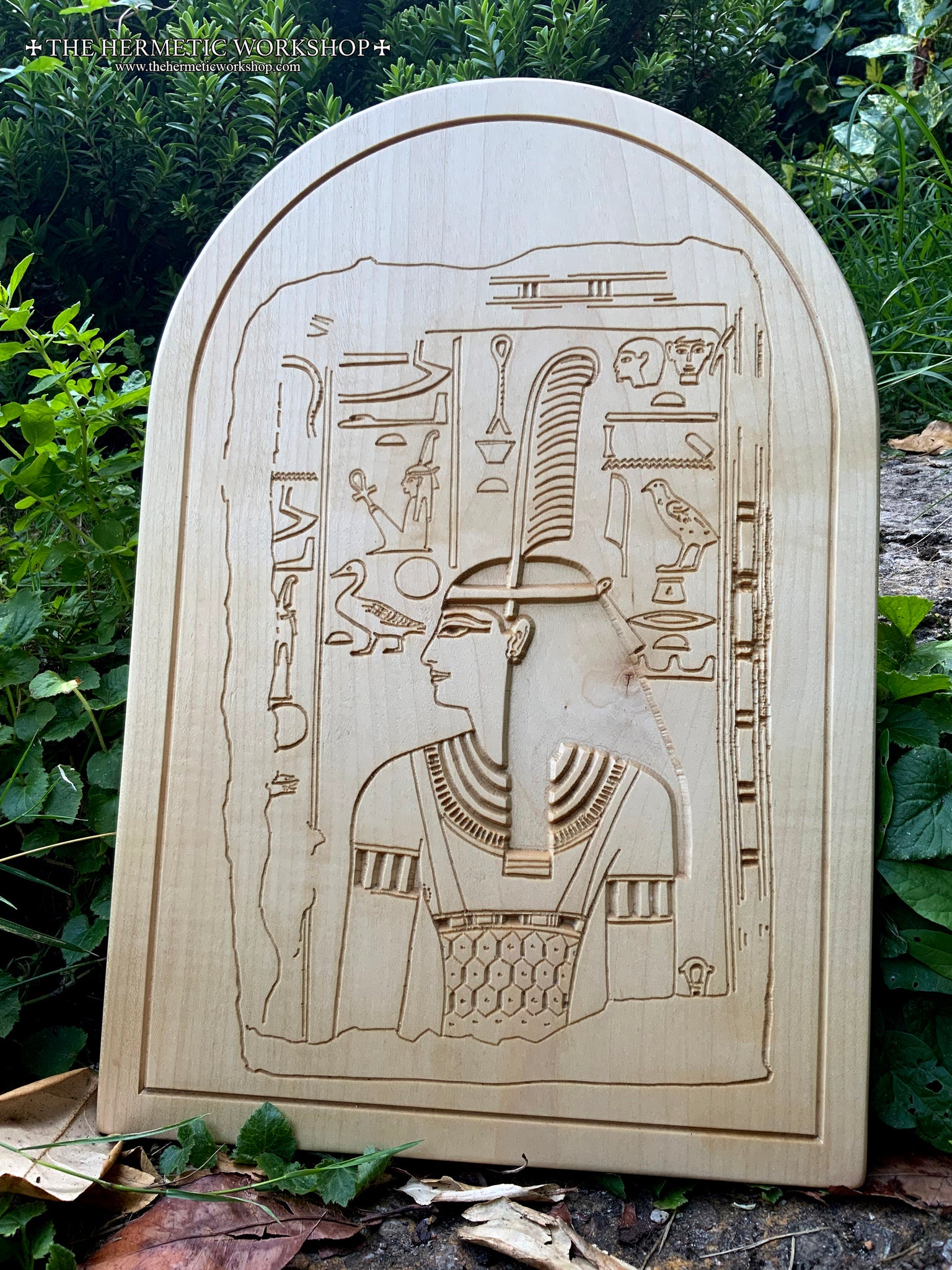 MAAT ALTAR STELE - Carved & Hand Painted Altar Stele / Tablet (Egyptian Goddess Ma'at)