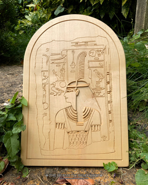 MAAT ALTAR STELE - Carved & Hand Painted Altar Stele / Tablet (Egyptian Goddess Ma'at)
