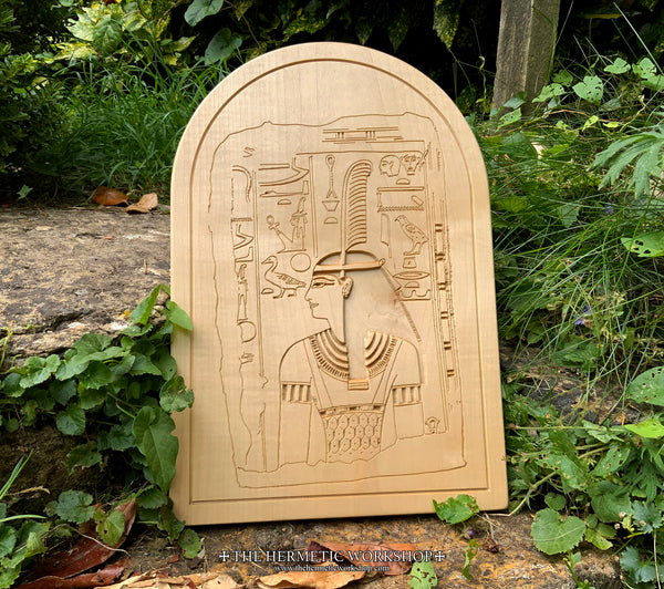 MAAT ALTAR STELE - Carved & Hand Painted Altar Stele / Tablet (Egyptian Goddess Ma'at)