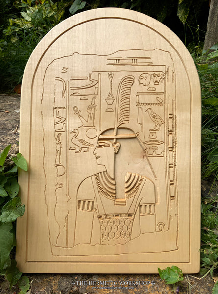 MAAT ALTAR STELE - Carved & Hand Painted Altar Stele / Tablet (Egyptian Goddess Ma'at)