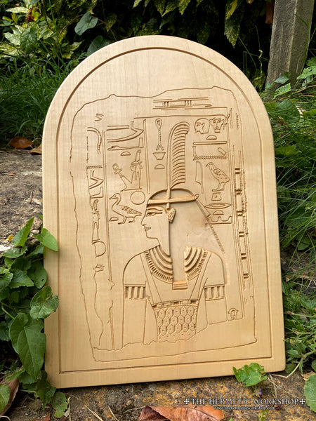 MAAT ALTAR STELE - Carved & Hand Painted Altar Stele / Tablet (Egyptian Goddess Ma'at)