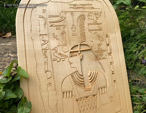 MAAT ALTAR STELE - Carved & Hand Painted Altar Stele / Tablet (Egyptian Goddess Ma'at)