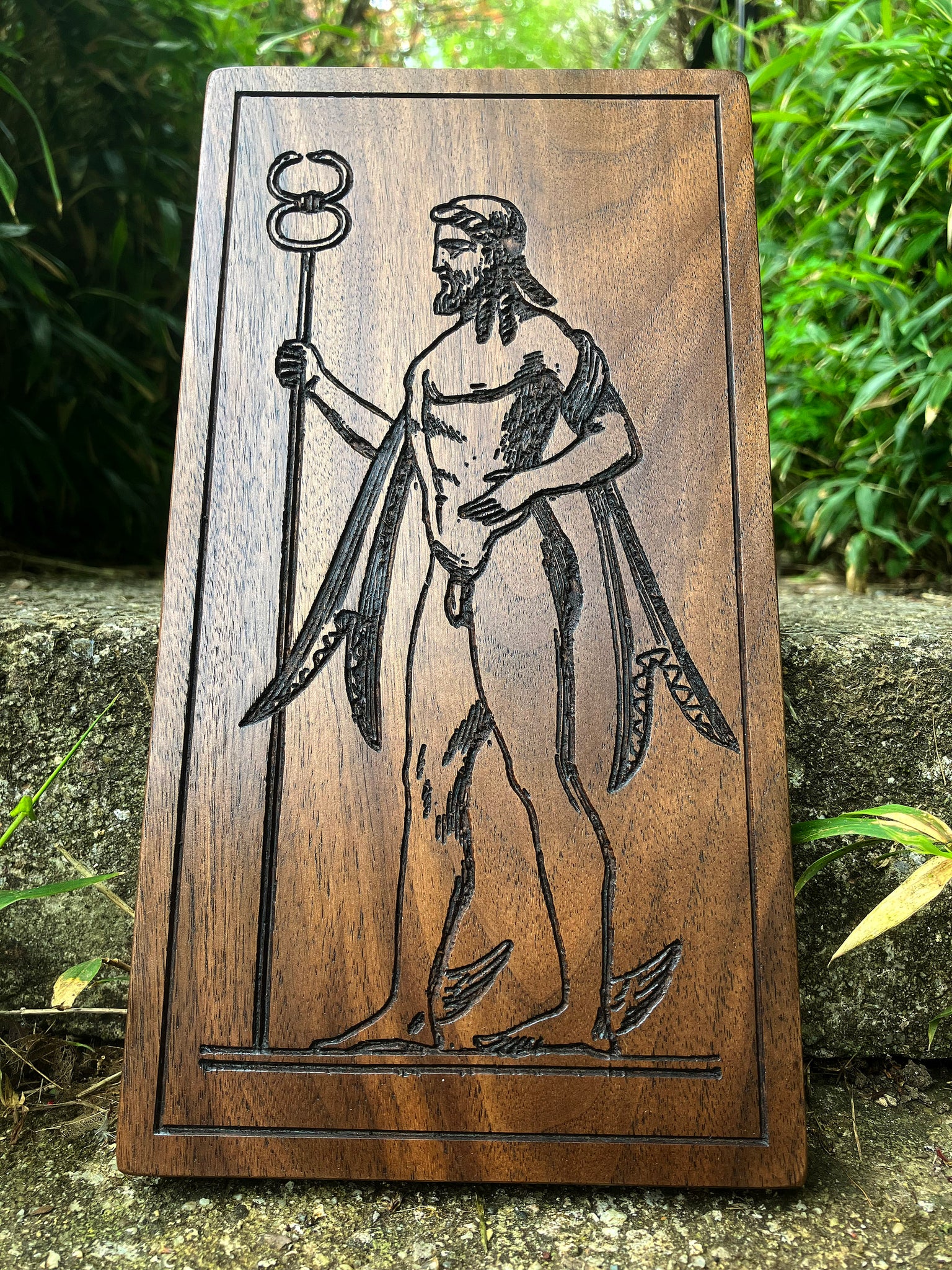 HERMES / MERCURY - Altar Piece in Solid Walnut (Greek / Roman god) Mythology