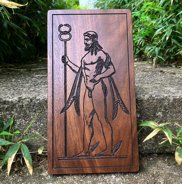 HERMES / MERCURY - Altar Piece in Solid Walnut (Greek / Roman god) Mythology