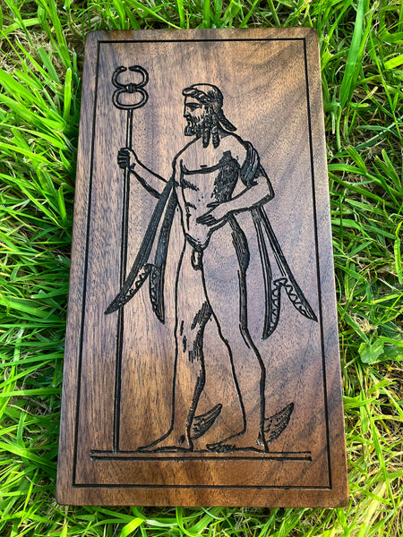 HERMES / MERCURY - Altar Piece in Solid Walnut (Greek / Roman god) Mythology