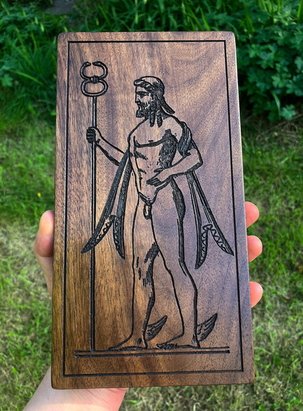 HERMES / MERCURY - Altar Piece in Solid Walnut (Greek / Roman god) Mythology