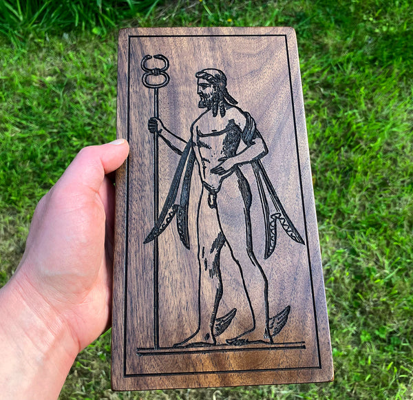 HERMES / MERCURY - Altar Piece in Solid Walnut (Greek / Roman god) Mythology