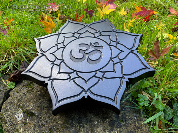 THE AUM LOTUS - Carved Tantric altar piece in Solid Walnut