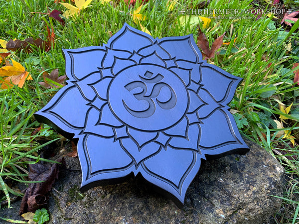 THE AUM LOTUS - Carved Tantric altar piece in Solid Walnut