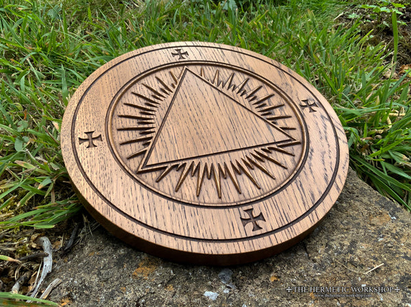ROSICRUCIAN ALTAR PATEN - Carved in solid Oak