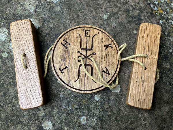 THE STROPHOLOS / IYNX WHEEL - Carved in Solid Oak (Hekate Spinning Wheel)
