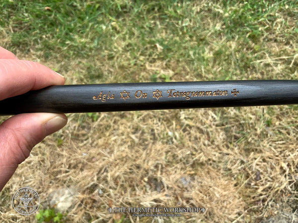 THE TRITHEMIUS EBONY WAND - Carved in solid Ebony & hand-painted in Gold