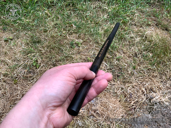 THE TRITHEMIUS EBONY WAND - Carved in solid Ebony & hand-painted in Gold