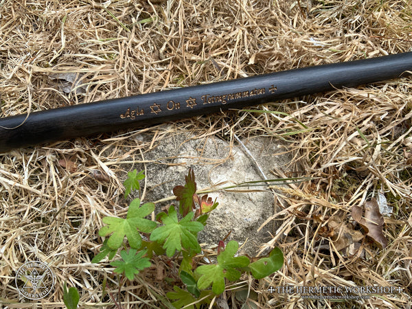 THE TRITHEMIUS EBONY WAND - Carved in solid Ebony & hand-painted in Gold