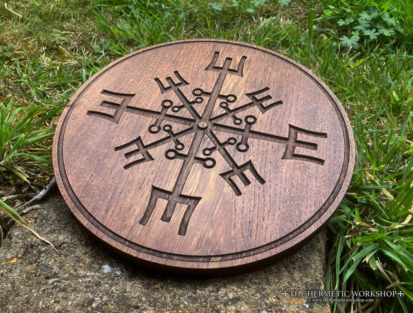 WHEEL OF HEKATE altar piece in solid oak (Jason Miller 'Protection & Reversal Magick)