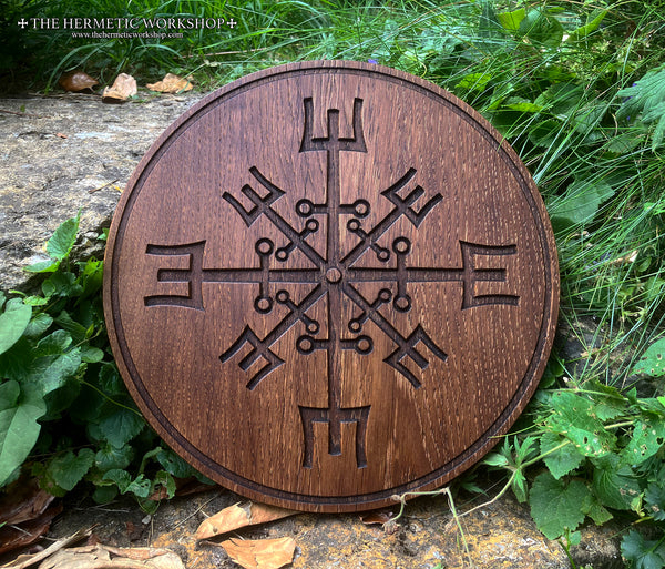 WHEEL OF HEKATE altar piece in solid oak (Jason Miller 'Protection & Reversal Magick)