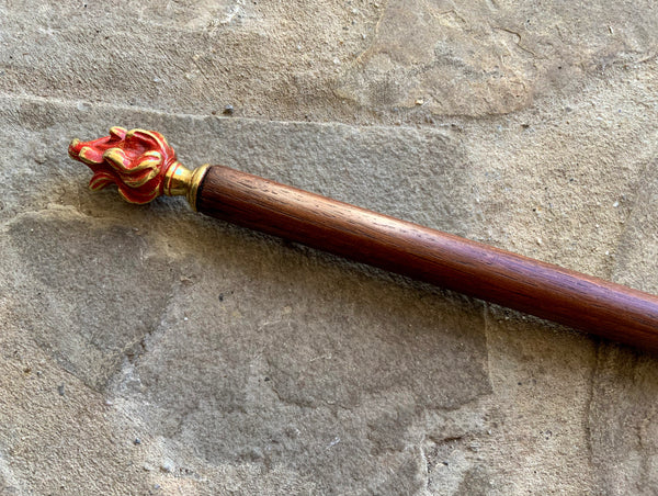 CEREMONIAL FIRE WAND (Oak and Brass w/ Magnetised Steel Core)