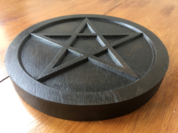 BLACK PENTAGRAM // ALTAR PENTACLE - Carved in Solid Walnut