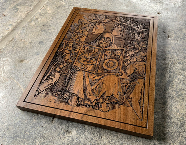 HERMES TRISMEGISTUS - De Chemica Senioris (1566) - Carved Walnut Tablet