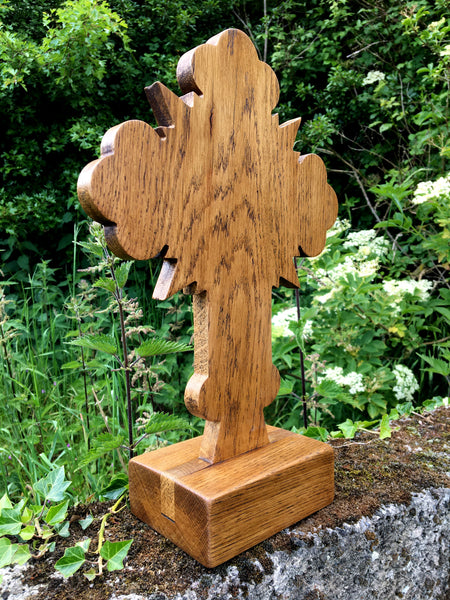 STANDING ROSE CROSS - Carved in solid oak (Hermetic Altar Piece)