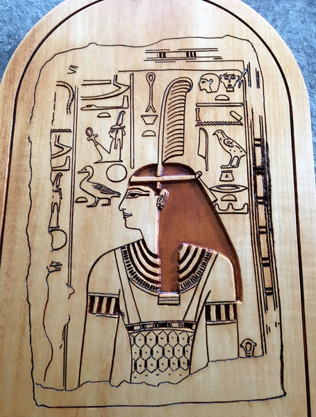 MAAT ALTAR STELE - Carved & Hand Painted Altar Stele / Tablet (Egyptian Goddess Ma'at)