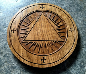 ROSICRUCIAN ALTAR PATEN - Carved in solid Oak