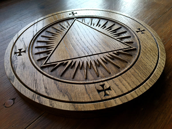 ROSICRUCIAN ALTAR PATEN - Carved in solid Oak