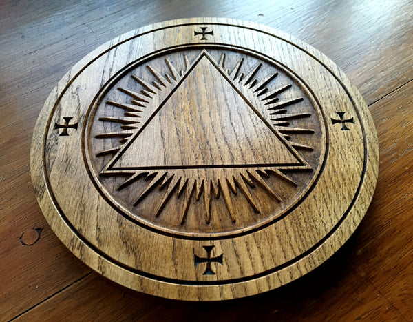ROSICRUCIAN ALTAR PATEN - Carved in solid Oak
