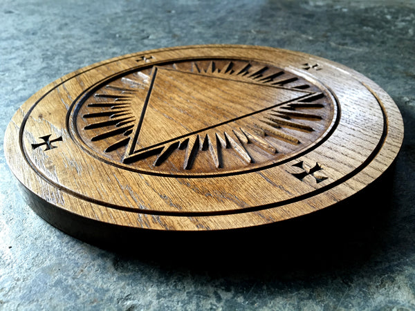 ROSICRUCIAN ALTAR PATEN - Carved in solid Oak