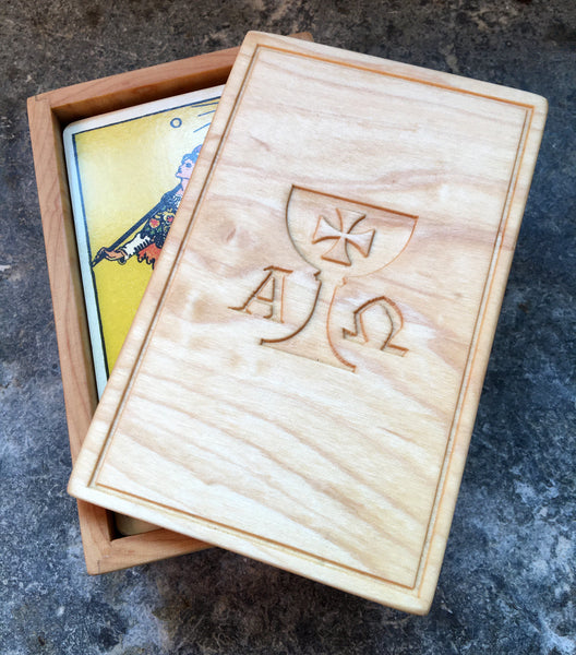 Handmade TAROT CARD BOX // Maple with carved lid