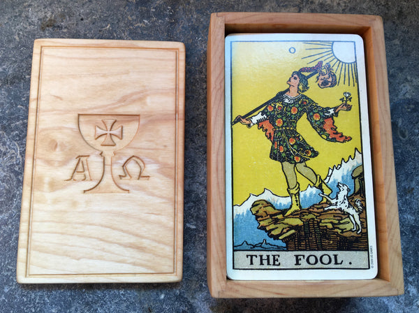 Handmade TAROT CARD BOX // Maple with carved lid