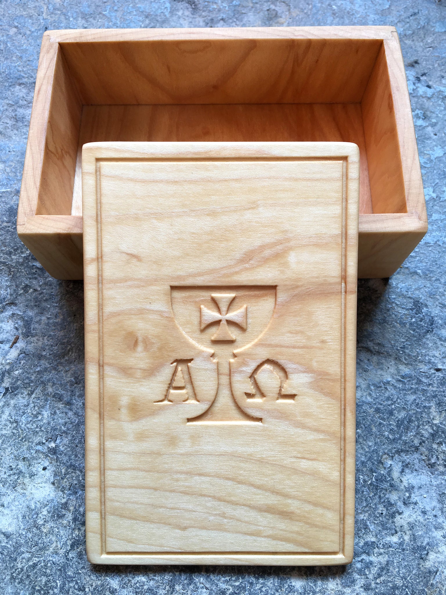 Handmade TAROT CARD BOX // Maple with carved lid