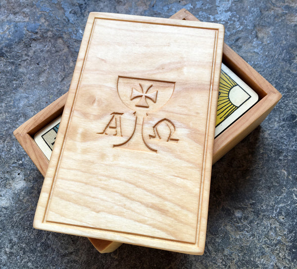 Handmade TAROT CARD BOX // Maple with carved lid
