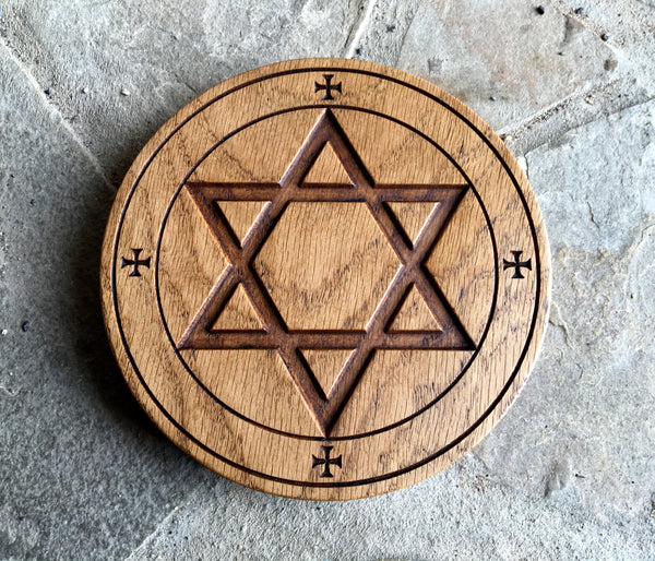 PENTACLE OF EARTH - Carved in Solid Oak