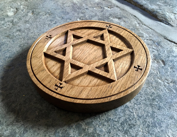 PENTACLE OF EARTH - Carved in Solid Oak (Altar Pentacle)