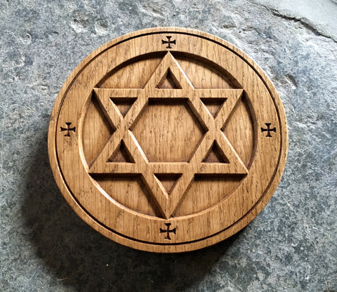 PENTACLE OF EARTH - Carved in Solid Oak (Altar Pentacle)