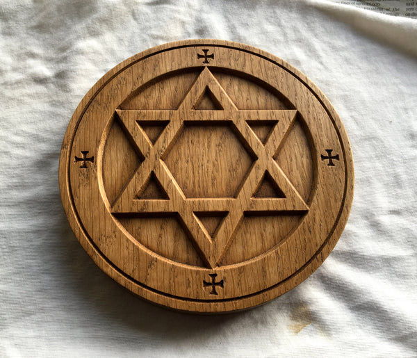 PENTACLE OF EARTH - Carved in Solid Oak (Altar Pentacle)