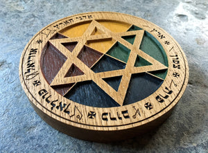 Golden Dawn Earth Pentacle. Hermetic Order of the Golden Dawn. Wooden pentacle. Elemental Tools. Ceremonial Magic.